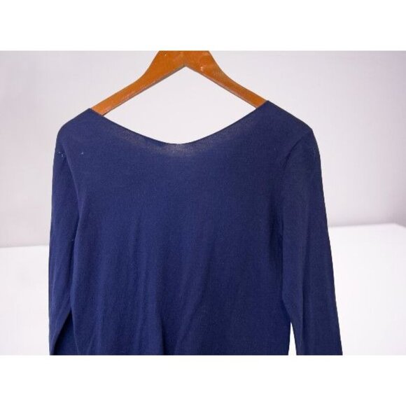 J.McLaughlin Blue Cotton Top Deep V-neck 3/4 Sleeves Size Med - Picture 3 of 5